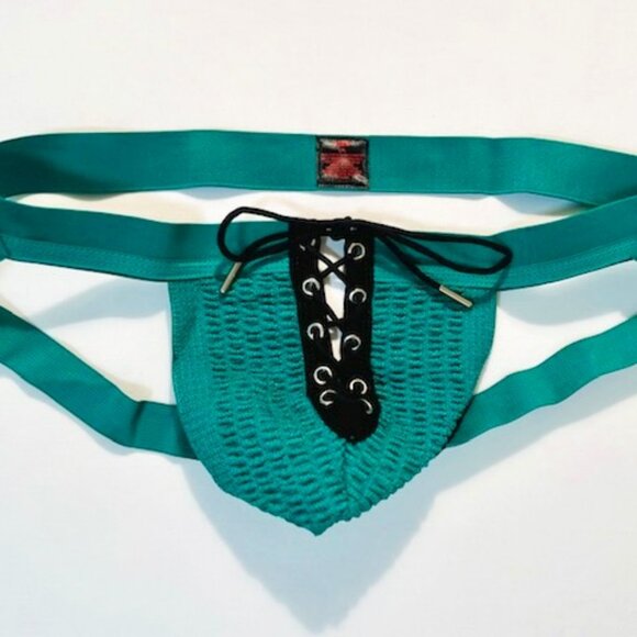 FIZX Mark by Undergear  Solid Knit Lace-up Athletic Supporter/Jock- Green/ Black - Picture 5 of 14